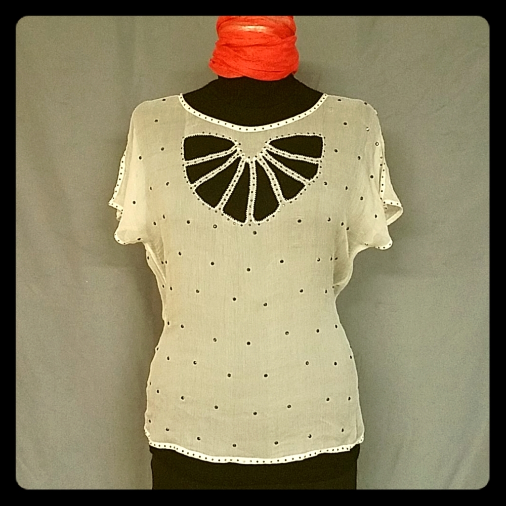 Caterina Malandrino chiffon top w rhinestones